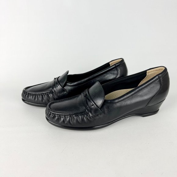 SAS Easier Comfort Shoes Tripad Slip On Loafer Black Leather size 9S Slim - Picture 3 of 16